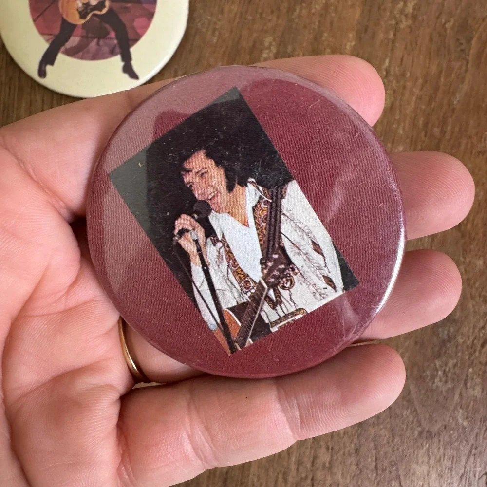 Vintage Elvis Presley Pinback Button Lot of 2‎ Badge-A-Minit LaSalle IL